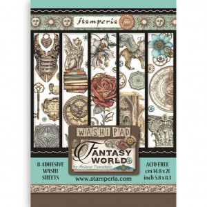 Набор бумаги васи Stamperia SBW03 "FANTASY WORLD" с клеящим слоем, А5 Набор бумаги васи Stamperia SBW03 "FANTASY WORLD" с клеящим слоем, А5